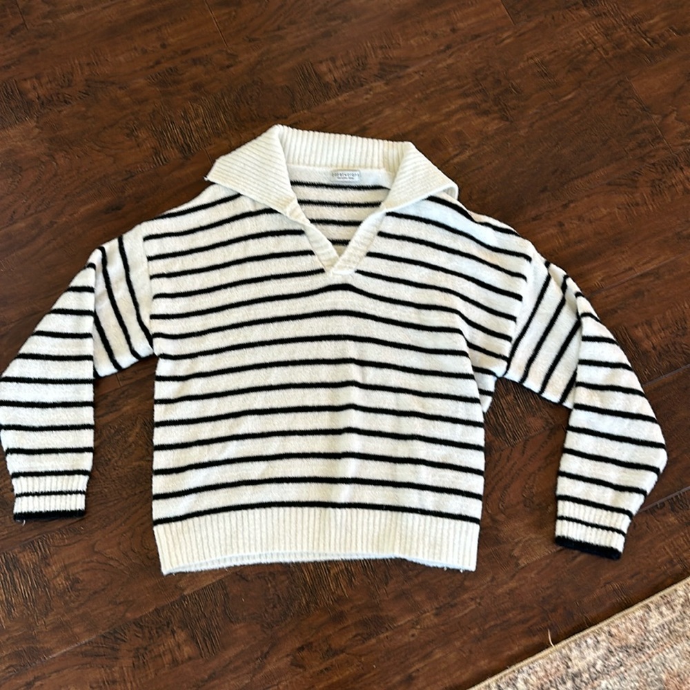 Paper Crane Striped Collared Sweater